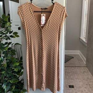 NWT Brown polka dot dress